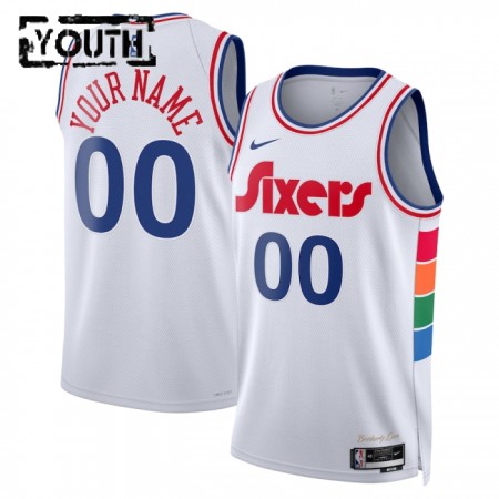 Philadelphia 76ers Custom Nike 2024-25 City Edition Valkoinen Lasten Pelipaidat Swingman